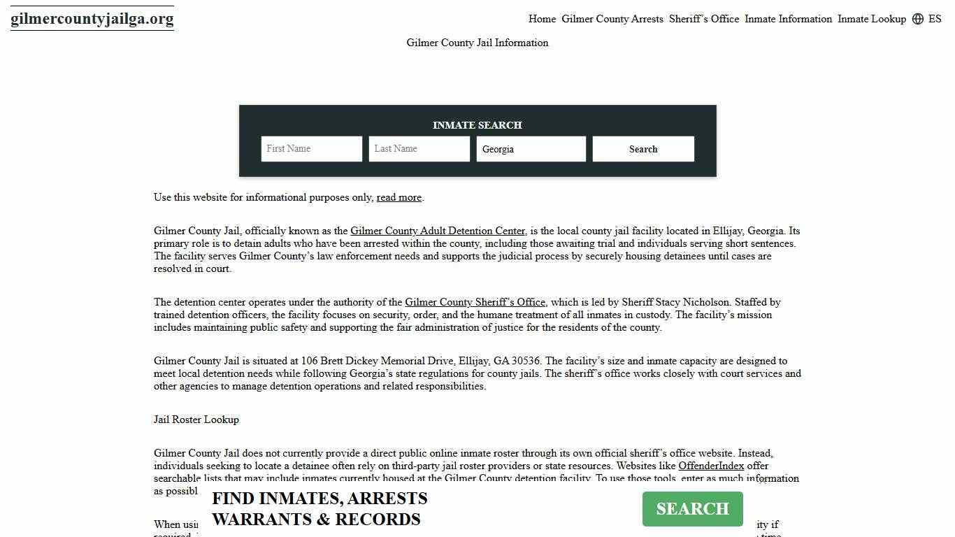 Gilmer County, GA Jail Roster, Inmate Info